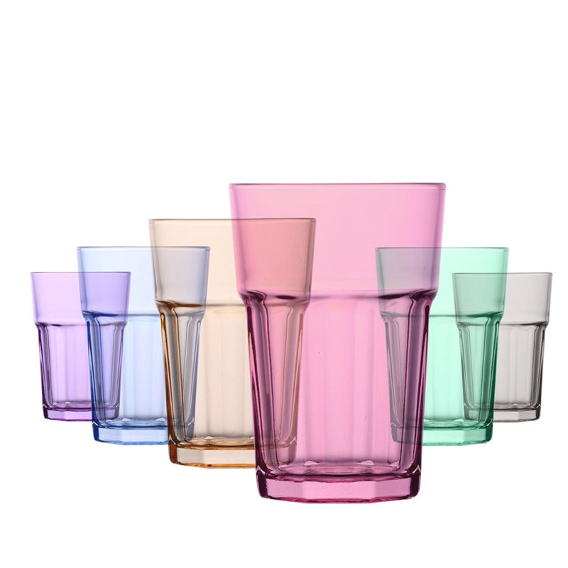 Ensemble de 6 verres à jus et à eau, verres à gin, verres colorés