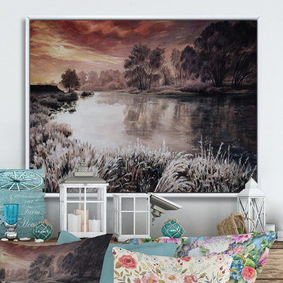 Winter River Landscape - reproduction de cadre flottant sur toile