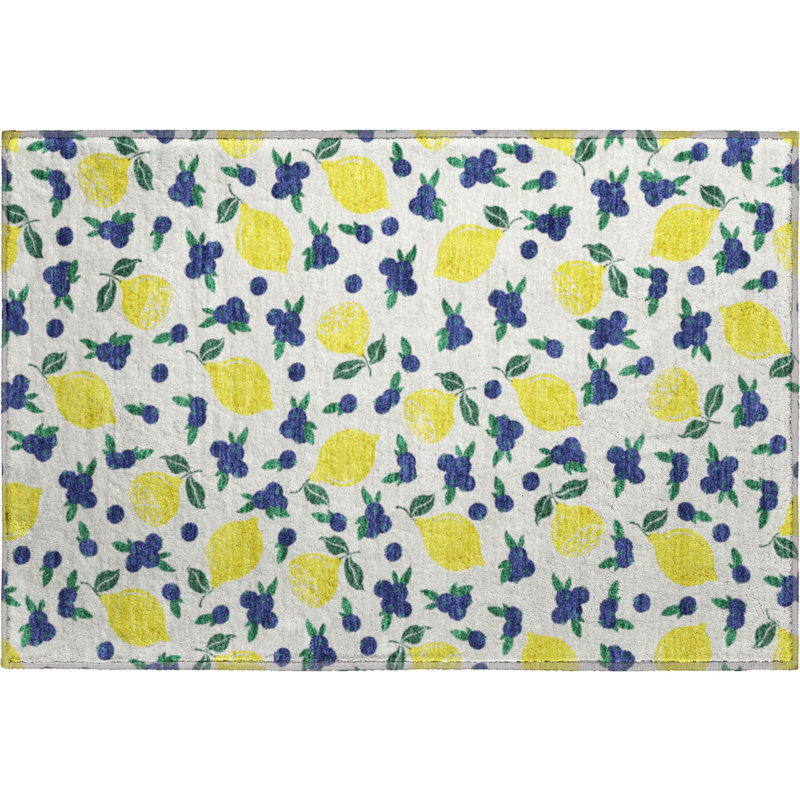 Premium Machine Washable Mayfield  Fruits Rug, 1'8" x 2'6", Ivory