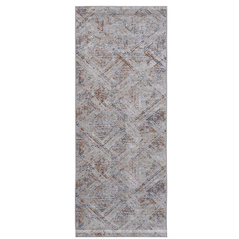 Beige /Geometric Non-Shedding Living Room Bedroom Dining Home Office Stylish And Stain Resistant Area Rug, Runner 2'2" x 8'