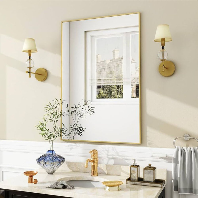 Valencia Gold Framed Rectangular Wall Mirror