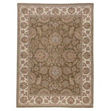 Hand Knotted Wool Area Rug in Brown And Ivory