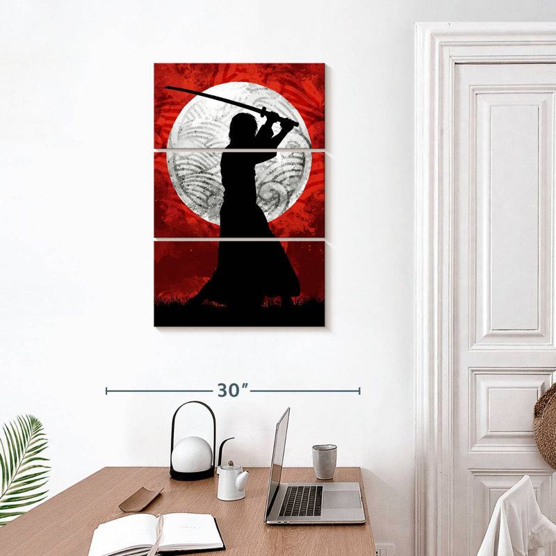 Leisha Samurai Moon Red, 32" H x 20" W