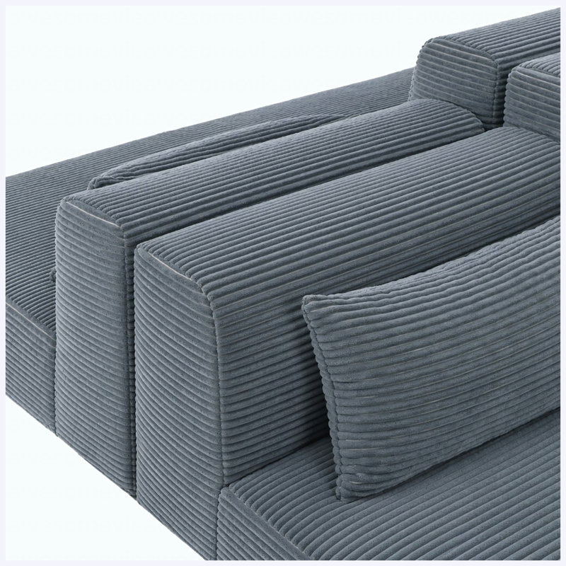 71inch-Modular Sofa Couch for Living Room, Velours côtelé gris