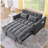 Sleeper Sofa, Convertible Sofa, Recliner, Bed, 3-in-1, 3-Position Adjustable Backrest, 2-Seater Sectional, Two Side Pockets, 2 Pillows for Living Room, Apartment, etc., Velvet Beige 54" Wide.-929207875