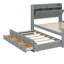 Lit double en bois avec lit gigogne simple et trois tiroirs de rangement-325680316