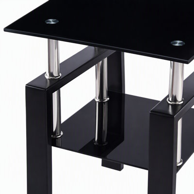 Table basse en verre trempé noir