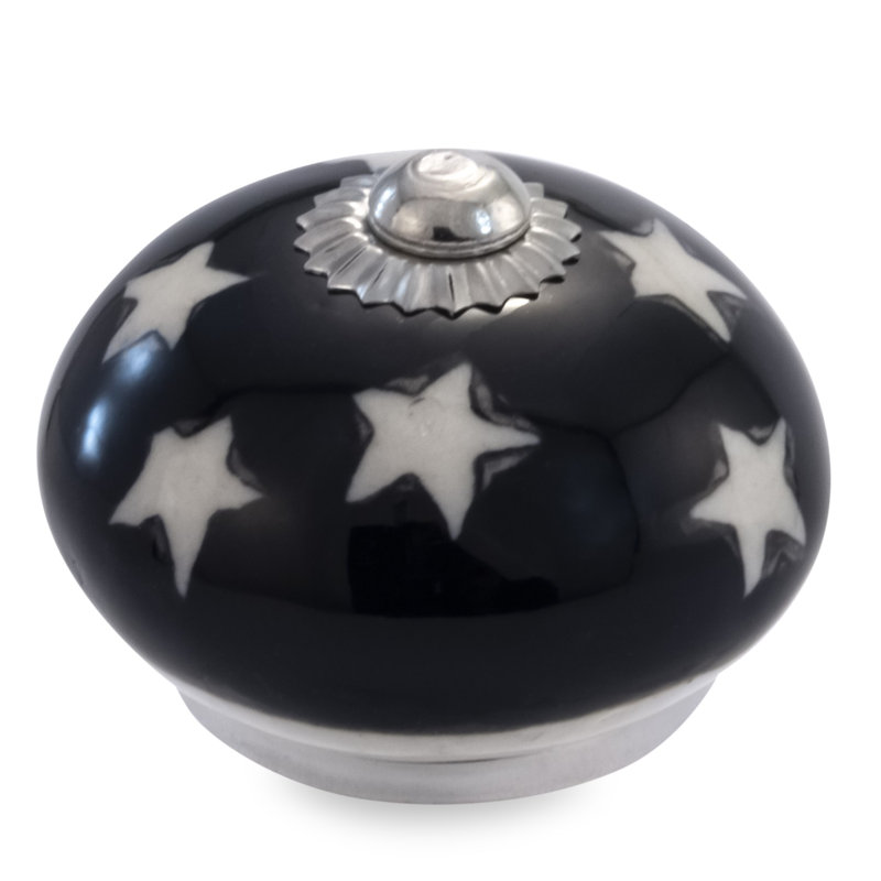 Hand-Painted Ceramic Round Knob with Mounting Hardware