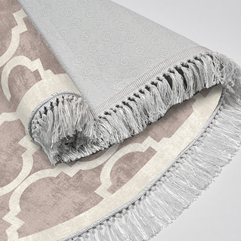 Tapis géométrique brun / beige Atchison, Ovale 5 pi 3 po x 7 pi 7 po