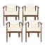 Ensemble de 4 chaises de salle à manger d'extérieur avec accoudoirs courbés en bois d'acacia