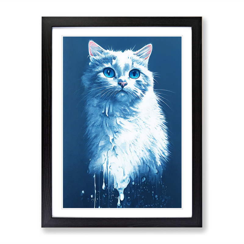 Painted Cat No.6 - Framed Print, Black Framed, 34cm H x 25cm W x 2cm D