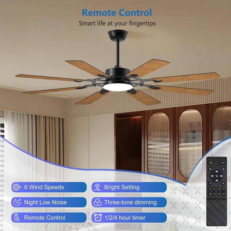 52-Inch Windmill Ceiling Fan With Lights & Remote Control, 62" Wide
