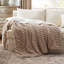 Couvre-lit en polaire Sherpa, lit simple réversible doux avec chaleur douillette, motif rayé pour un confort de tous les jours-105504201-105504209