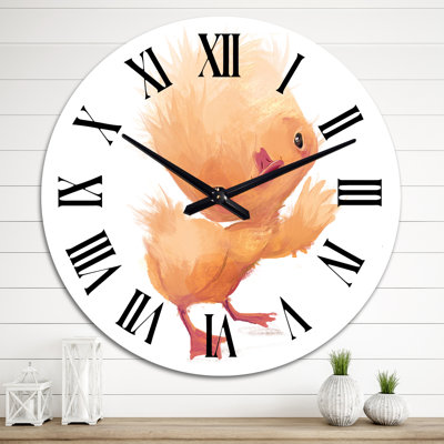 Cute Funny Little Yellow Duckling Character - Children''s Art Wall Clock