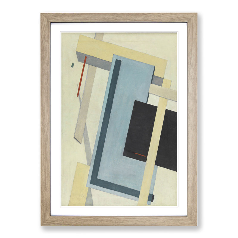 Proun 4B by El Lissitzky - Single Picture Frame Print on Wood, 90cm H x 65cm W x 2cm D, Oak Framed