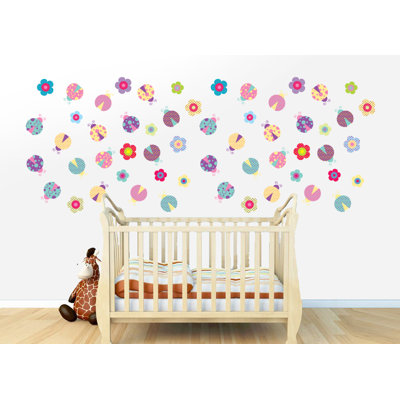 Décalcomanie murale coccinelle et vinyle fleur
