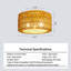 Luminaire de plafond en rotin, 3 lumières de style bohémien moderne tissé, plafonnier encastré Boho pour chambre à coucher, salle à manger, ampoule non incluse