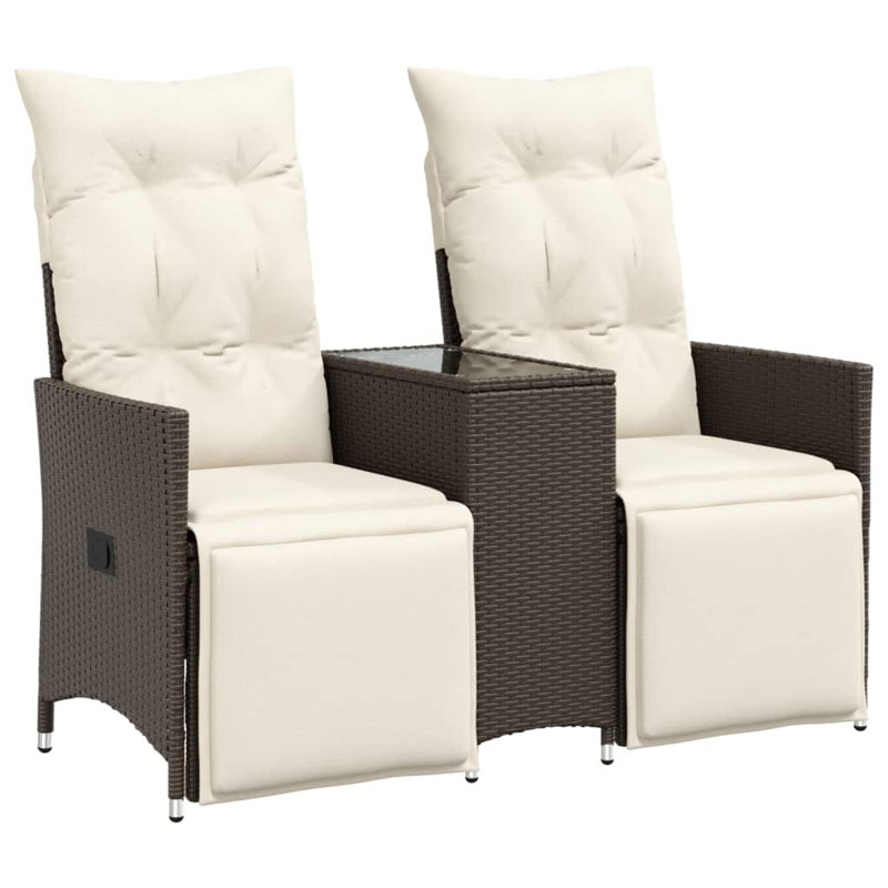 Vidaxl Reclining Garden Sofa Brown, Cream White, Cream White, Brown