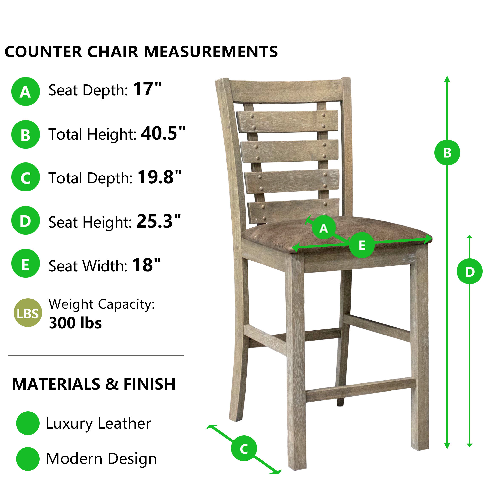 Blu Aired Merch Counter Height Distressed Solid Wood Dining Chairs (Set ...