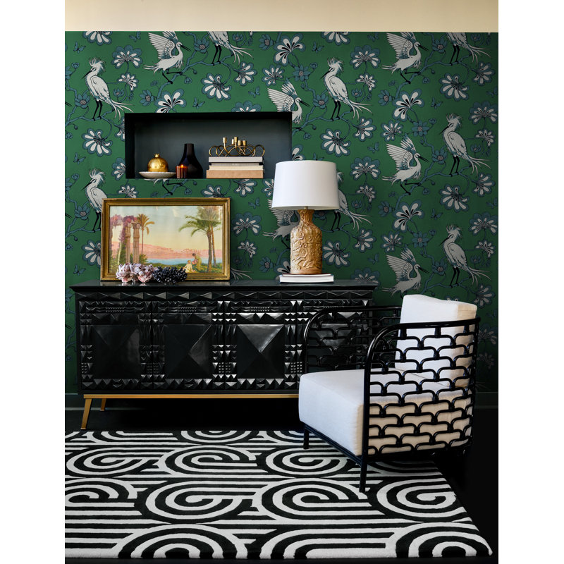 Wool Geometric Area Rug, Rectangle 3'11" x 5'11"