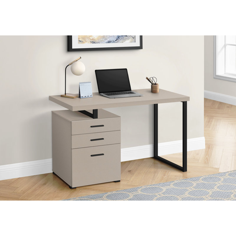 Bureau d'ordinateur, bureau personnel, ordinateur portable, installation à gauche, à droite, tiroirs de rangement, L 48 po, travail, stratifié, métal, contemporain, moderne