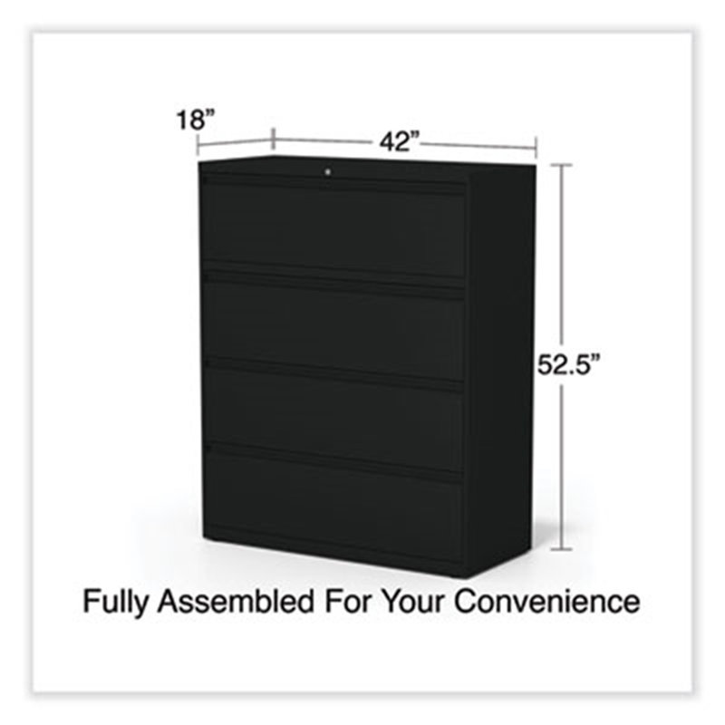 42'' Wide 4 -Drawer Steel File Cabinet, Black