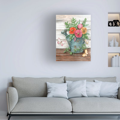 Bolog Melinda Hipsher Watering Can Of Flowers Welcome Friends Canvas Art