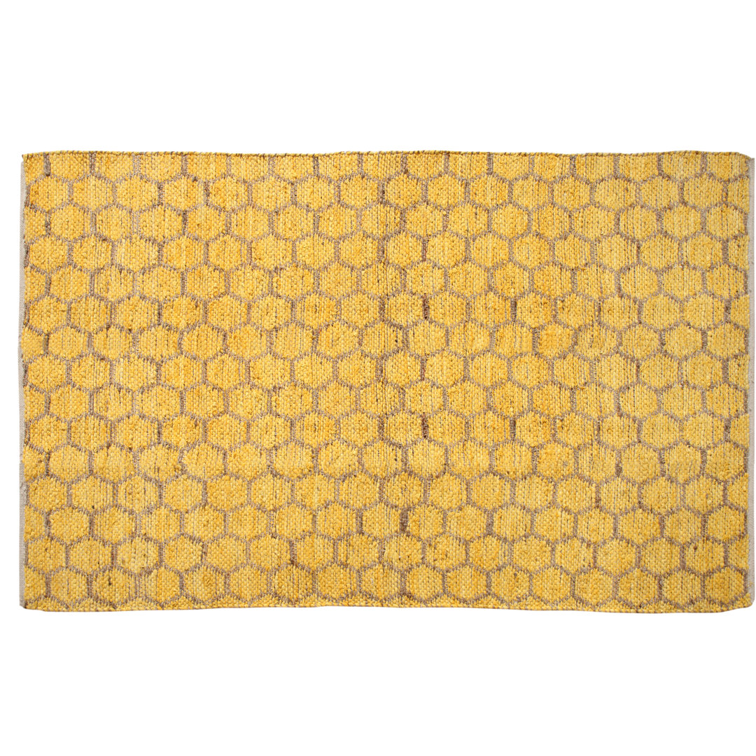 Eastman Geometric Hand-Knotted Cotton/Jute Yellow Area Rug George Oliver Rug 