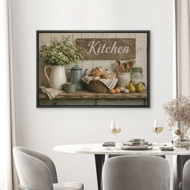 Rustic Farmhouse Kitchen, 16" H x 24" W x 1.5" D, Black