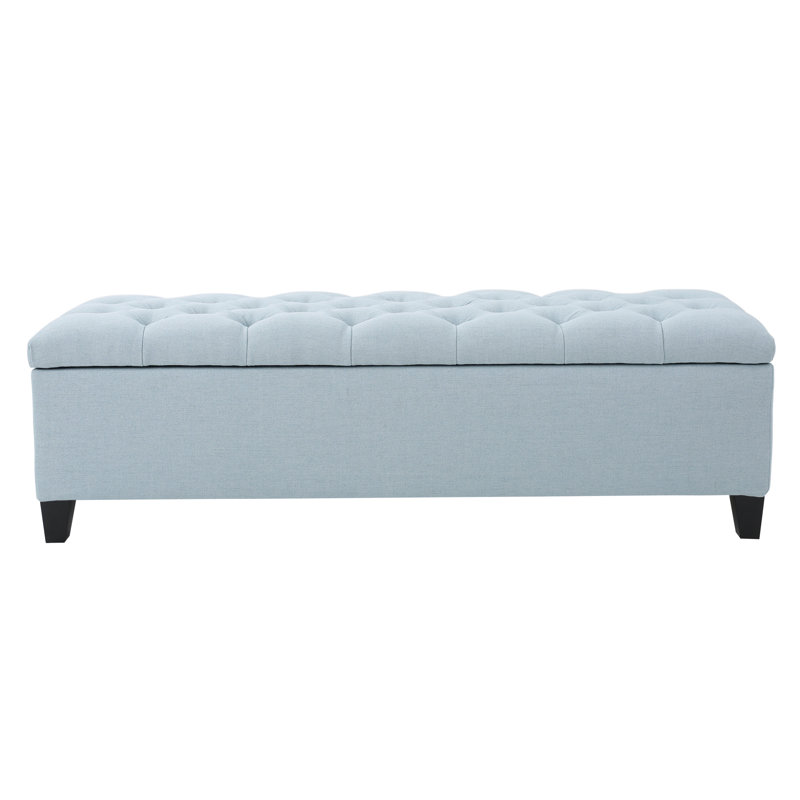 Amalfi Upholstered Storage Bench, Light Sky Polyester, 17" H x 51" W x 17.5" D