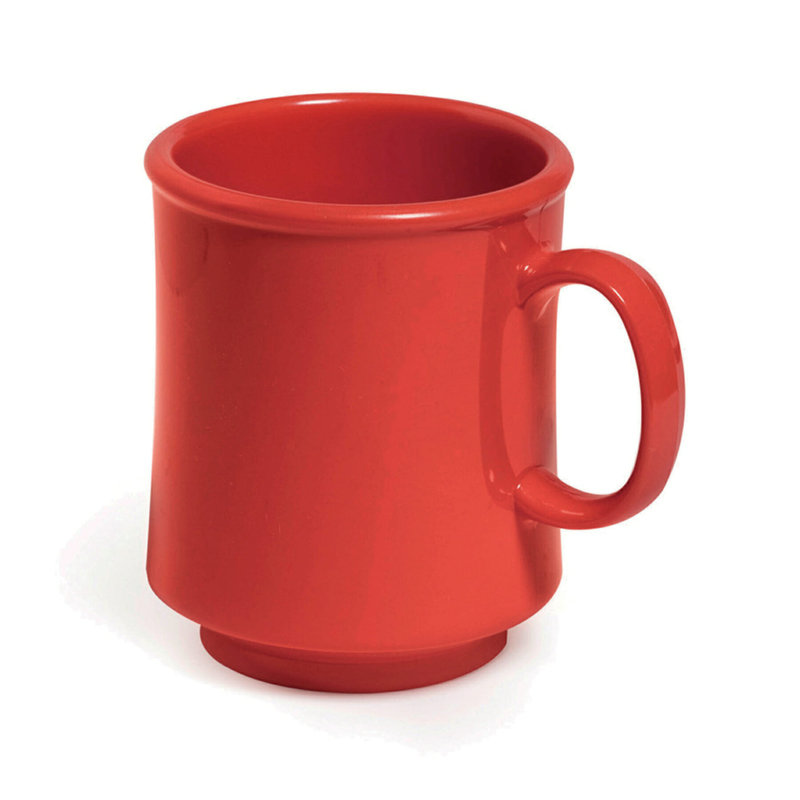 GET Stackable Plastic Coffee Mug, 8 Ounce, (Set of 12), Red