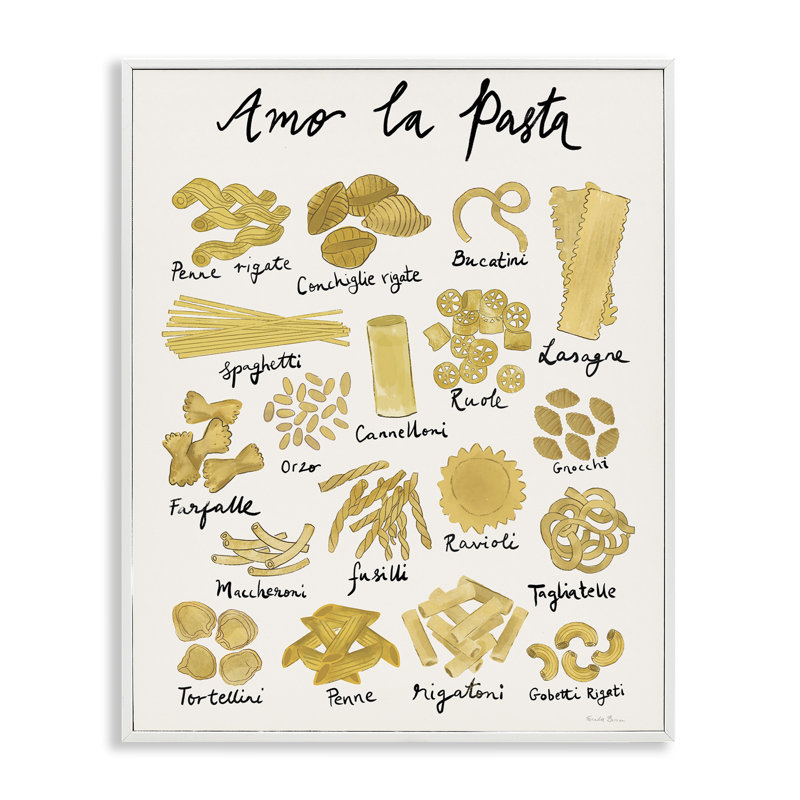 Amor La Pasta, estampe numérique encadrée par Farida Zaman, Estampe numérique encadrée blanc bord de mer, H 14 po x l 11 po