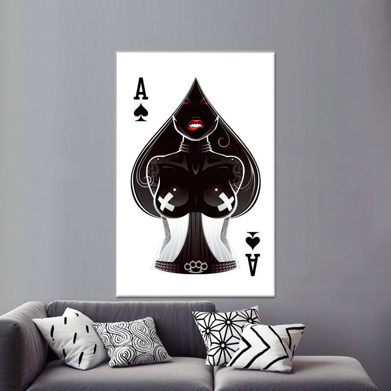 Toile imprimée «Ace of Spades Woman»: Bold Modern Art Decor, toile tendue 1P, H: 13,8 po x l: 9,8 po