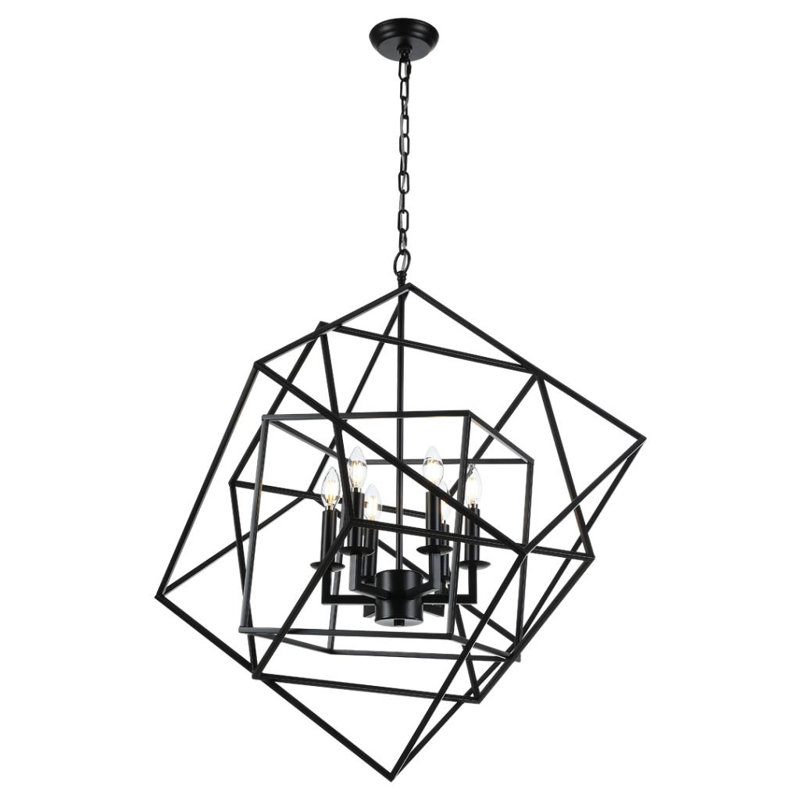 Lustre géométrique à 6 lumières Juillac, Noir
