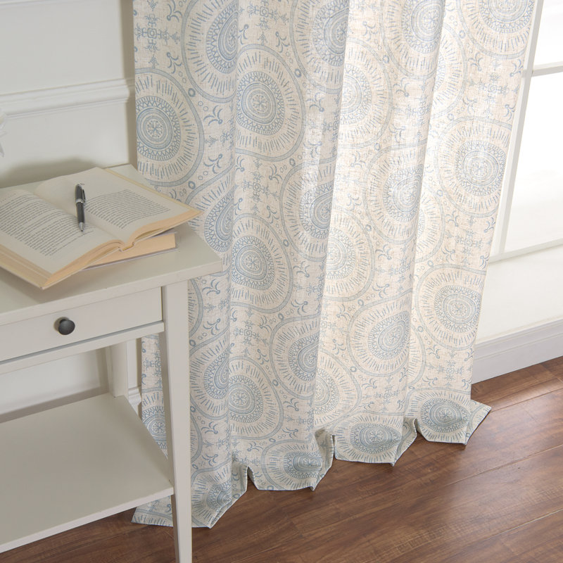 Hebron Semi Sheer Curtain Panel Pair, Blue