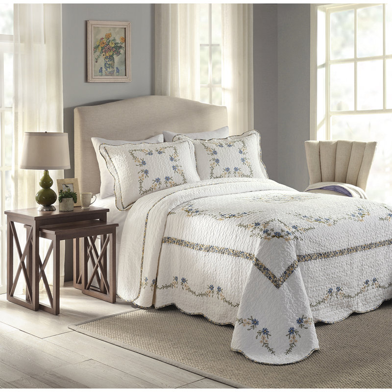 Heather Floral Embroidered Single Pillow Sham, Standard