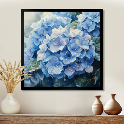 Hortensias dans la pluie printanière I - hydrangées, décoration murale