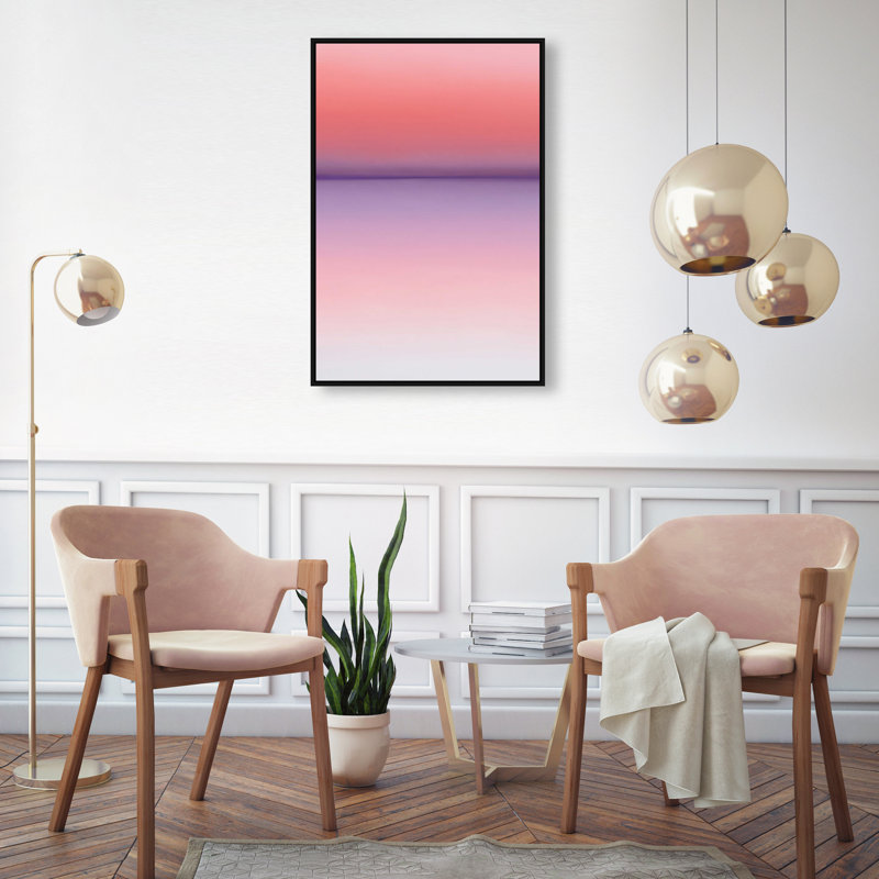 Peach Coastline II Print by Oliver Gal, 55"H x 37"W, Black Floater Frame