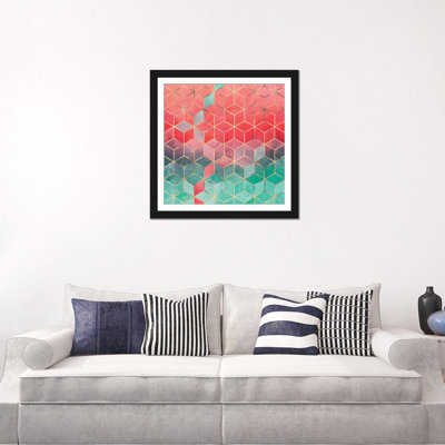 «Rose and Turquoise Cubes», impression sur toile