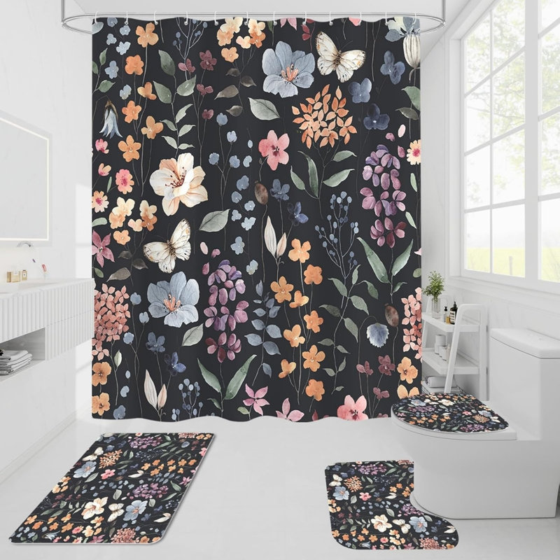 Ensemble de salle de bain 4 pièces, Black Floral