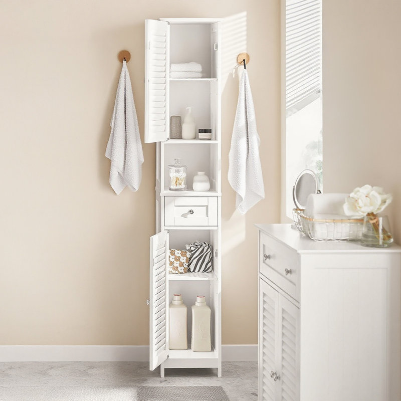66.9" Tall Freestanding Bathroom Storage Cabinet with Adjustable Shelves, White