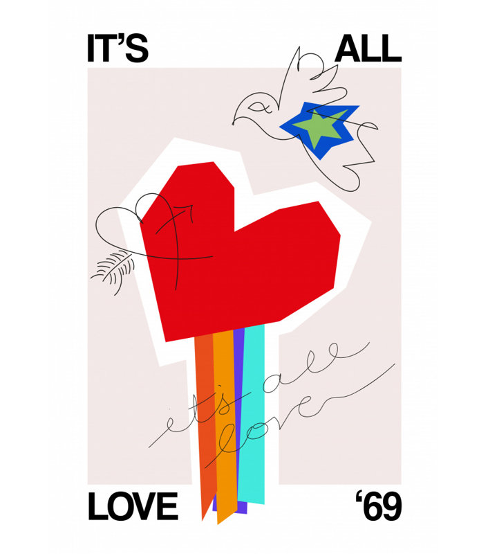 It's All Love '69 Heart, 76.2cm H x 50.8cm W