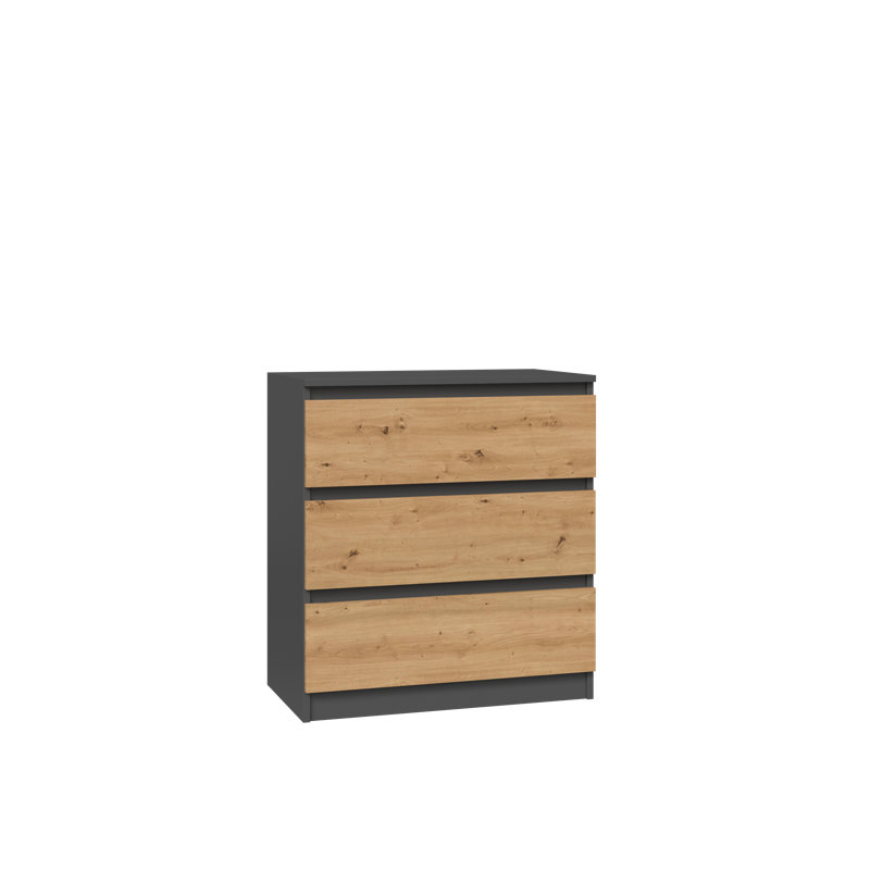 Traynor 70cm W 3 - Drawer Chest of Drawers, Anthracite/Artisan Oak