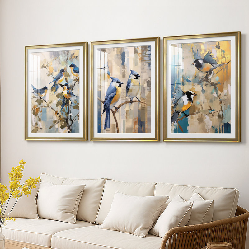 ANIMALS Series Dxx - Impression encadrée sur mesure de qualité supérieure - 3 pièces, H 30 po x l 63 po