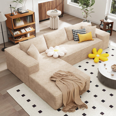 Seren 106" Cloud Sectional Couch With L-shape Chaise, No Assembly Required, Modern Modular Sofa With Deep Seat, Upholstered Couches For Living Room Be by Mercer41