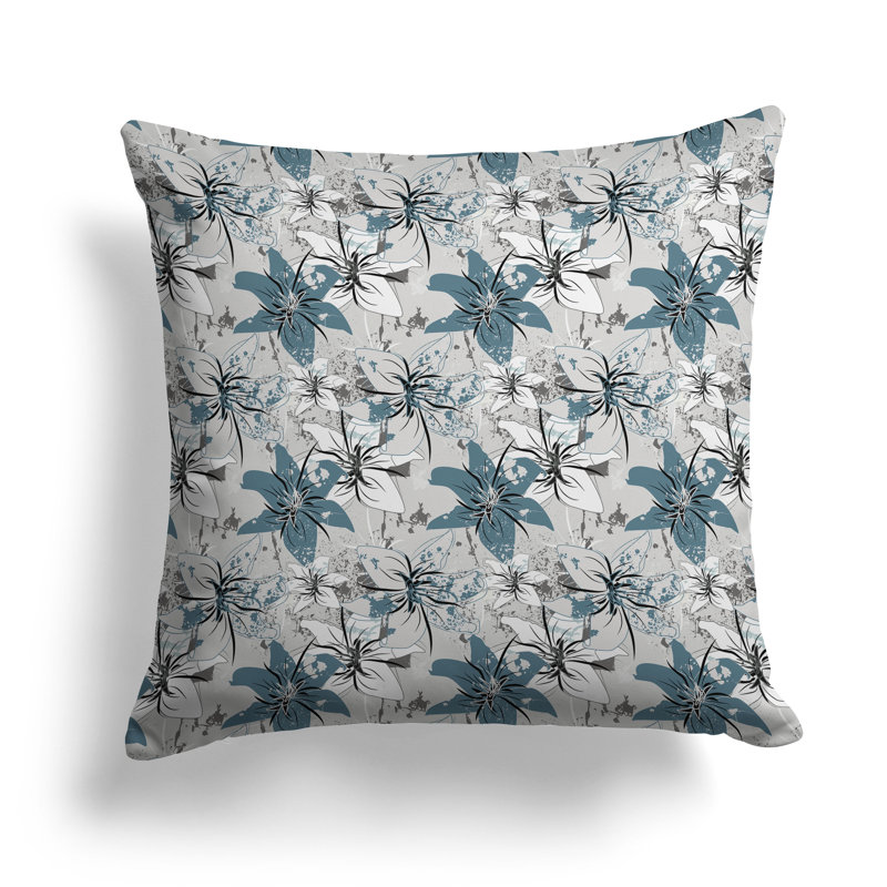 Coussin Lily, H 18 po x l 18 po, Vert / Gris