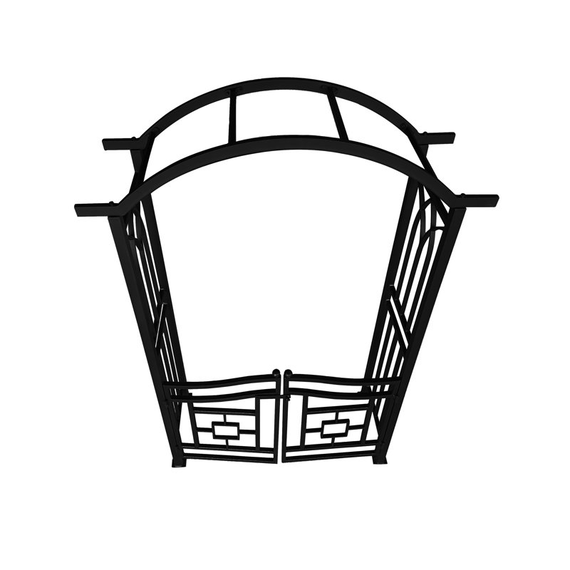 Arche de jardin en aluminium avec barrière, Noir