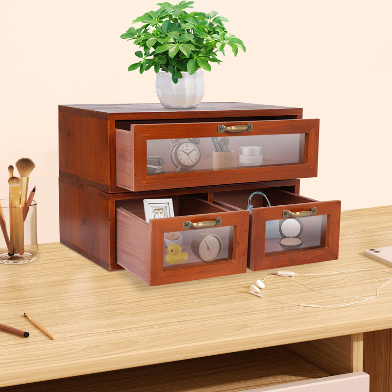 Desktop Storage Box Rectangular Storage Drawers Desktop Organizing Cabinet