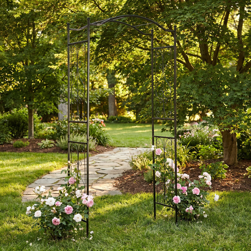 Tonnelle en fer Scendor H 92 po x l 42,5 po en forme de treillis pour plante grimpante d'extérieur