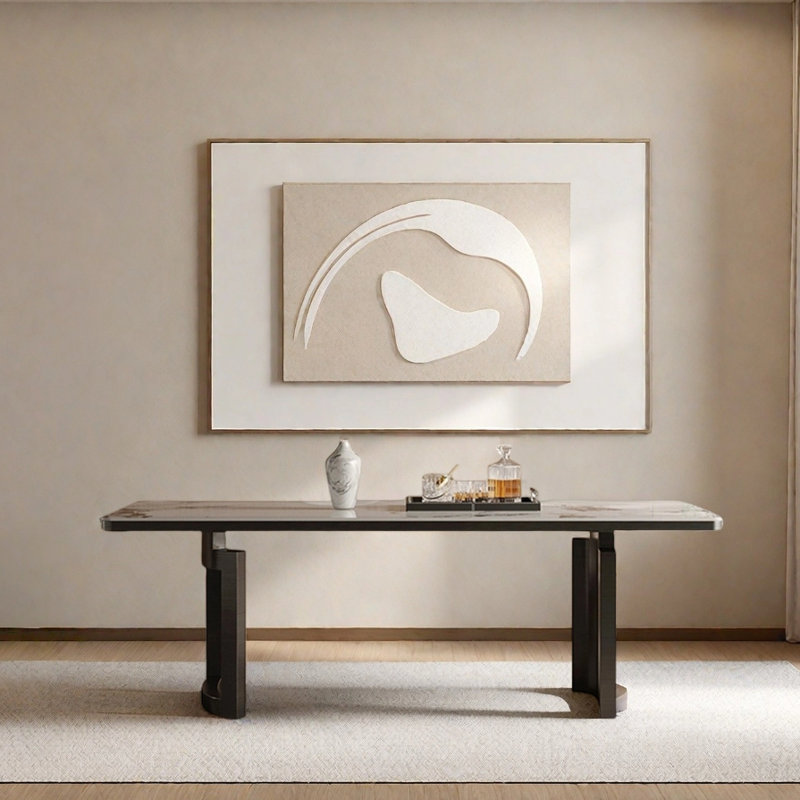 La table de salle à manger minimaliste en pierre est robuste, H 29,52 po x L 78,74 po x l 35,43 po